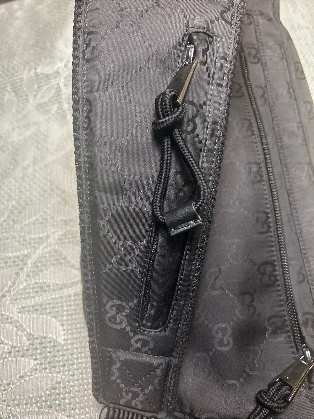 Gucci Black Nylon Belt Bag with Green-Red Web Accent